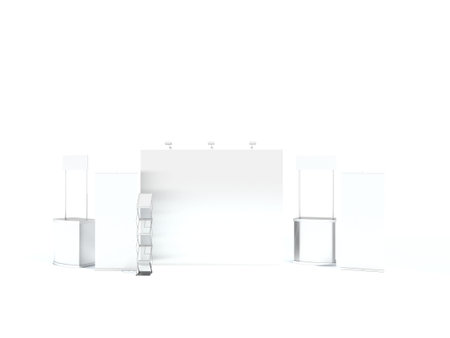 Trade exhibition stand, Exhibition round, 3D rendering visualization of exhibition equipment,の写真素材