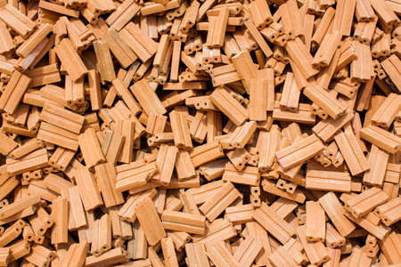 Stack of raw bricks texture の写真素材