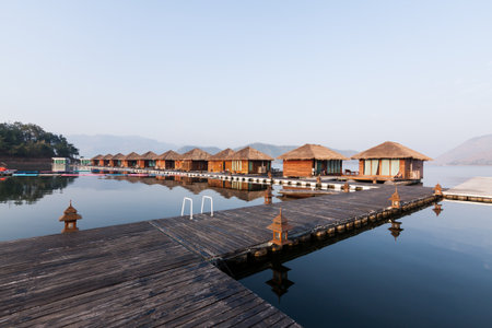 home on wooden bridgeの写真素材