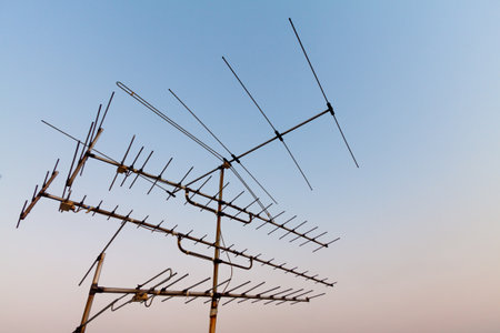 Antenna in blue sky の写真素材