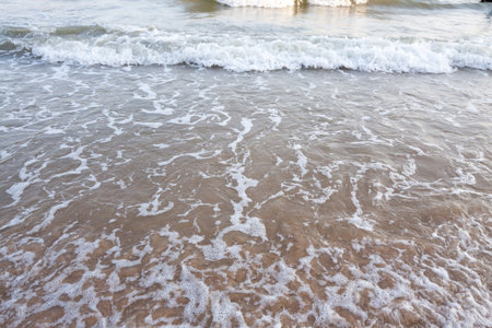 Soft wave of the sea on the sandy beach 
