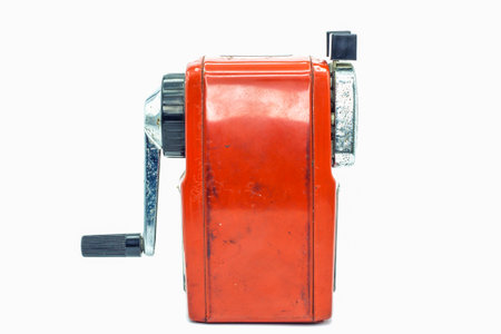 Mechanical sharpener of pencil on the white backgroundの写真素材