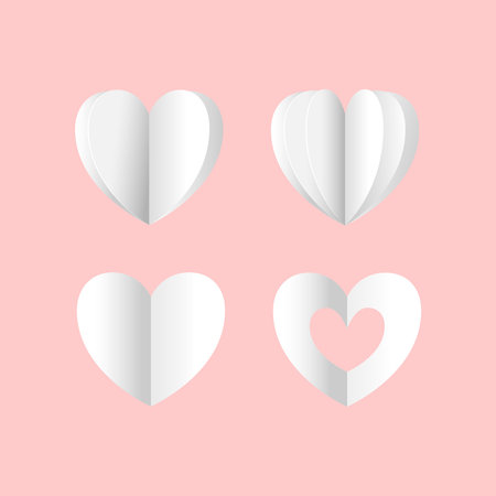 White paper heart elements suitable for romantic valentine dayのイラスト素材