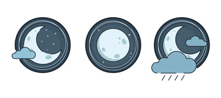 Vector illustration of a weather set icons moonのイラスト素材