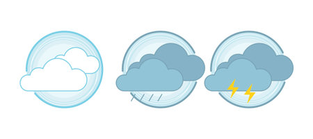 Vector illustration of a weather set icons cloud