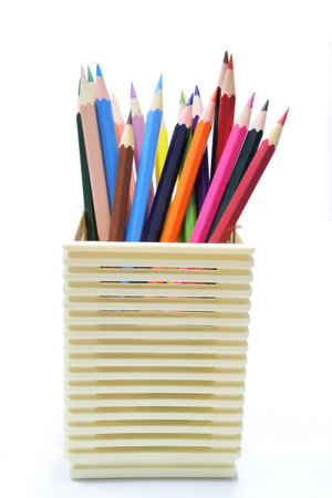 stock of sharpened colored pencil on white backgroundの写真素材