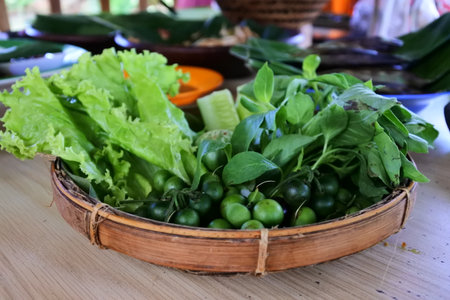 Lalapan or fresh vegetables are ready-to-eat vegetables, a typical Sundanese food in Indonesiaの写真素材
