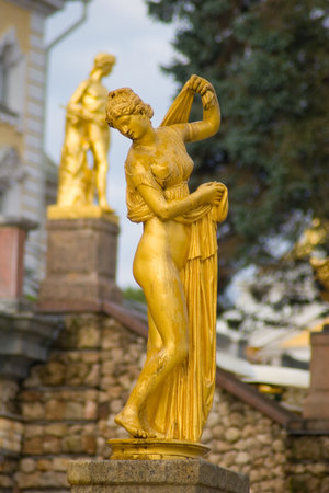 Sculpture of goddess Aphrodite in Peterhofのeditorial素材