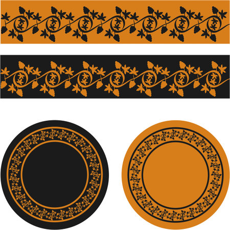 Ornament of a grape vines stylized to antic red- and black-figure potteryのイラスト素材