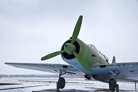 Soviet bombing airplane of World War II, veteran of the Stalingrad battle, in Volgogradのeditorial素材