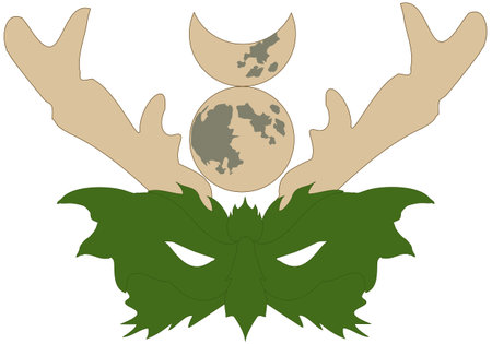 Mask of the Wiccan Horned God, or Green Manのイラスト素材
