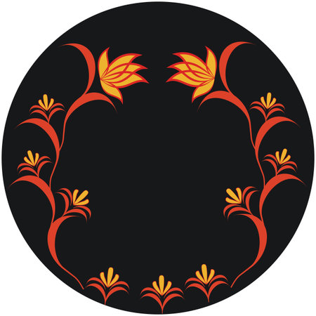 Autumnal pattern, abstract drooping flower on black backgroundのイラスト素材