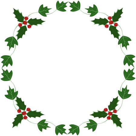 Holly and ivy yule frame, vector illustrationのイラスト素材