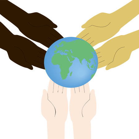 International Womens Day or Mothers day theme, The Earth in female handsのイラスト素材