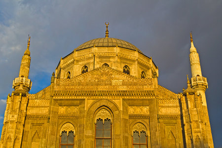 Istanbul. Dome of old mosque and cloudsの写真素材