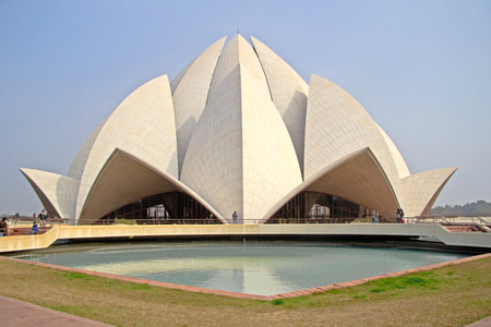 JANUARY 24,2014, NEW DELHI, INDIA - Bahai Lotus temple in India. This temple built in 1986 and isone of a main sights of Delhi.のeditorial素材