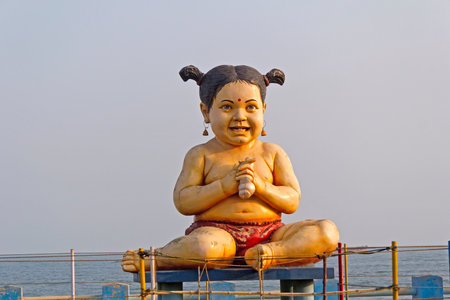 FEBRUARY 11,  2014, VISHAKHAPATNAM, ANDHRA PRADESH, INDIA - Sculpture of a little girl at Ramakrishna beachのeditorial素材