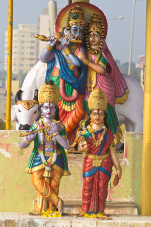 FEBRUARY 13, VISHAKHAPATNAM, ANDHRA PRADESH, INDIA - Deities of Radha and Krishna in the litttle shrineのeditorial素材