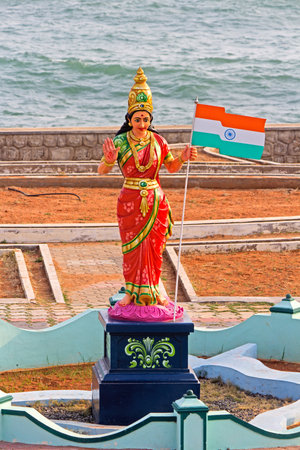 FEBRUARY 16, 2014, KANYAKUMARI, TAMIL NADU, INDIA - Sculpture of Bharat Mata or The Mother India close to the ocean in southest point of the countryのeditorial素材