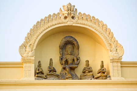 FEBRUARY 16, 2014, KANYAKUMARI, TAMIL NADU, INDIA - Detail of the Hindu temple