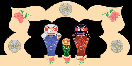 Shrine of the Deities of Jagannath, Baladev and Subhadra, vector imageのイラスト素材