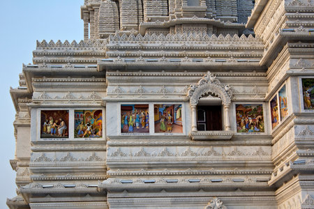MARCH 2, 2014, VRINDAVAN, UTTAR-PRADESH, INDIA - Detail of Prem Mandir or Temple of Loveのeditorial素材