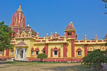 MARCH 3, 2014, BETWEEN MATHURA AND VRINDAVAN, UTTAR PRADESH, INDIA - Gita Mandir or temple dedicated to the great scripture Bhagavad-Gita, dialog between Krishna and Arjuna, part of Mahabharataのeditorial素材