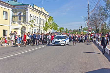 MAY 9, 2014, DMITROV, MOSCOW AREA, RUSSIA - The Victory Day in the old russian town Dmitrovのeditorial素材