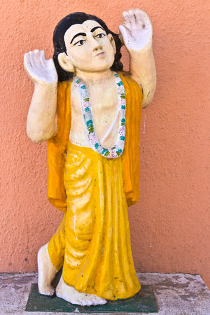 FEB 11, 2015,  DWARKA, INDIA - Sculpture of Lord Krishna Chaitanya Mahaprabhu on the yard of Kabir ashramのeditorial素材
