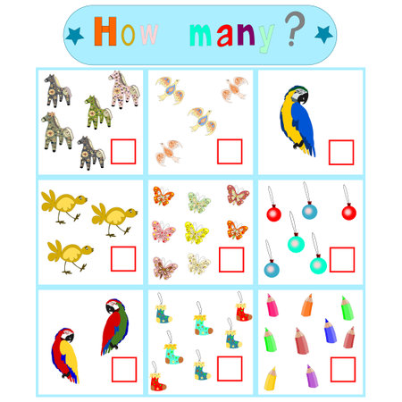 Children's logical educational educational game "How many?"の写真素材
