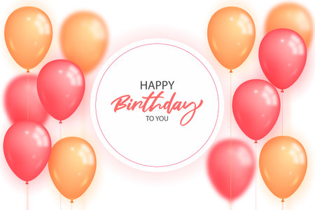 Happy birthday congratulations banner design with balloons and  holiday backgrounのイラスト素材