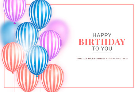 Vector happy birthday with realistic balloonのイラスト素材