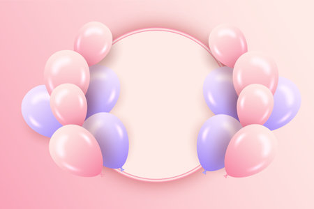 Vector happy birthday with realistic balloonのイラスト素材
