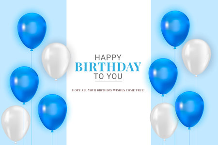 Vector happy birthday with realistic balloonのイラスト素材