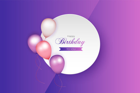 Birthday wish  background with realistic pink white balloonsのイラスト素材