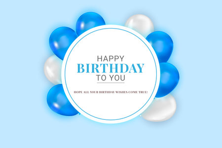 Vector happy birthday horizontal illustration with 3d realistic golden and  balloon  with textのイラスト素材