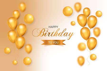 Realistic luxury birthday card with golden balloonのイラスト素材