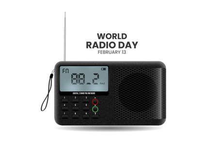 Illustration vector graphic of world radio day  with realistic radio design conceptのイラスト素材