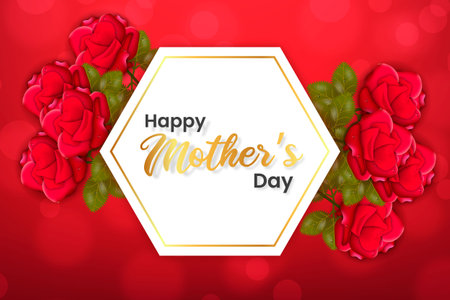 Happy Mother's Day background design with beautiful red roseのイラスト素材