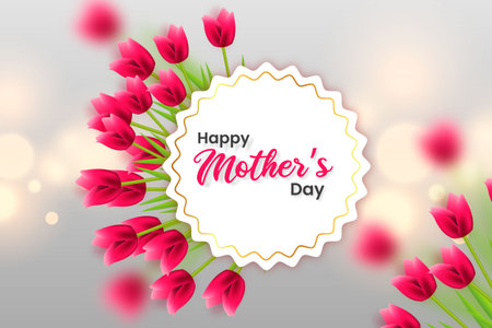 Happy Mother's Day background design with beautiful tulip flowerのイラスト素材