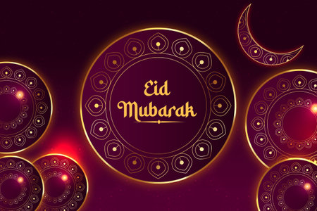 Vector eid mubarak with arabic calligraphy for the celebration of muslim communityのイラスト素材