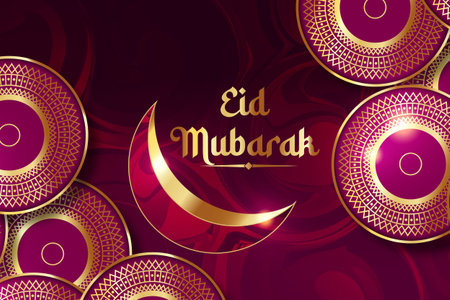 Vector eid mubarak with arabic calligraphy for the celebration of muslim communityのイラスト素材