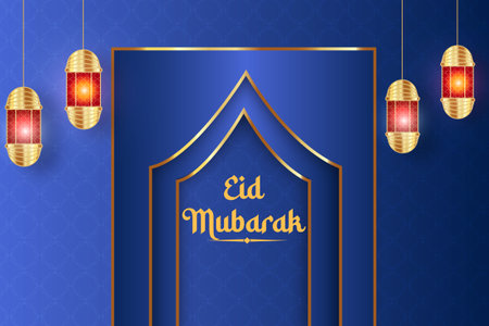 Vector realistic eid mubarak background eid al fitrのイラスト素材