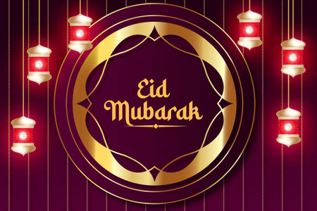 Vector eid al adha mubarak banner design with decorative moonのイラスト素材