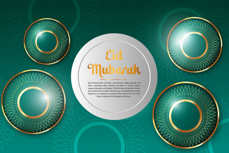 Vector eid mubarak islamic design greeting card golden crescent and lanternのイラスト素材