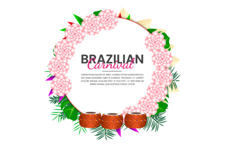 Vector brazilian festival  element  with cute colorful samba batucada drum element designのイラスト素材
