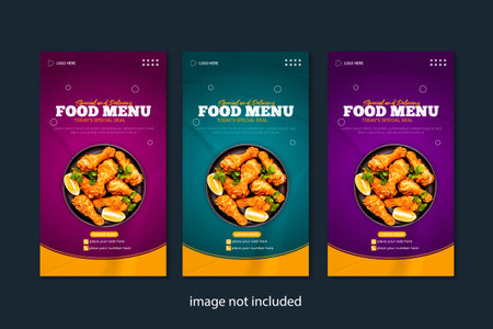 Vector food story post design template design social media post restaurant story designの写真素材