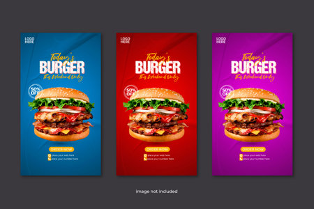 Vector food story post design template design social media post restaurant story designの写真素材