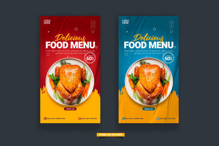 Vector food story post design template design social media post restaurant story designのイラスト素材