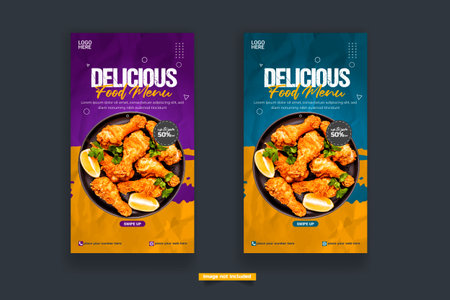 Vector food story post design template design social media post restaurant story designのイラスト素材